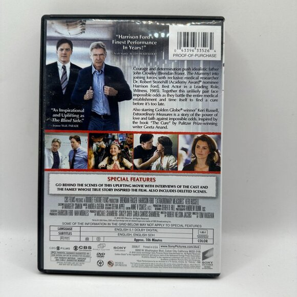 Extraordinary Measures DVD Brendan Fraser Drama Based On True Story Rated PG - Picture 2 of 3
